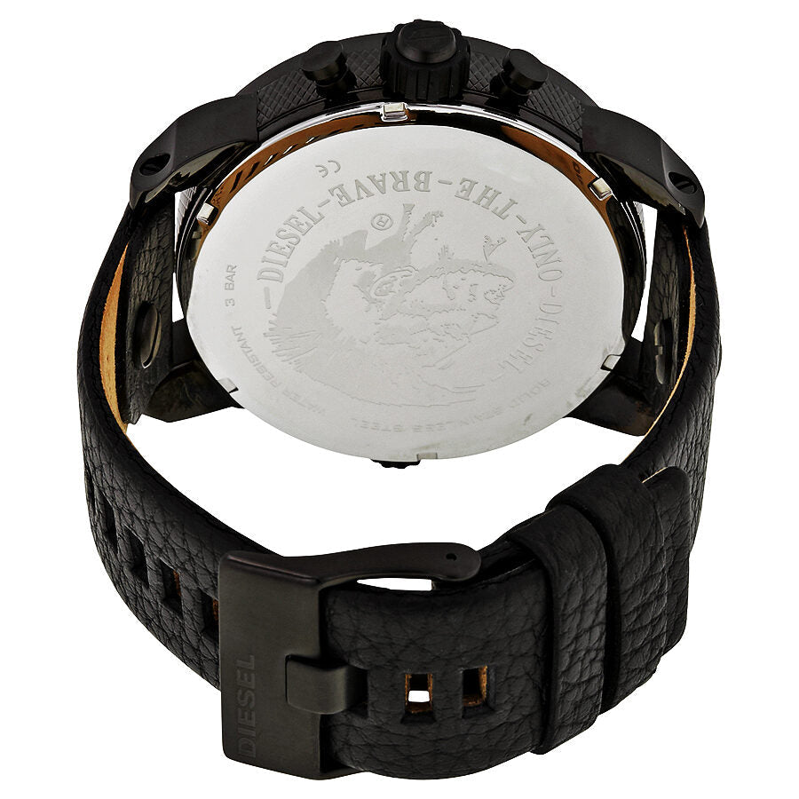 Diesel Little Daddy Dial Red Black Leather Quartz Men's Watch DZ7334