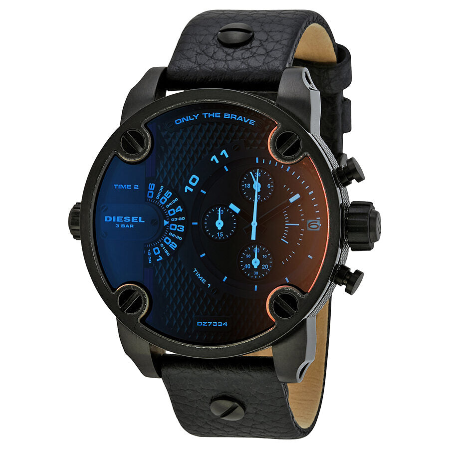 Diesel Little Daddy Dial Red Black Leather Quartz Men's Watch DZ7334