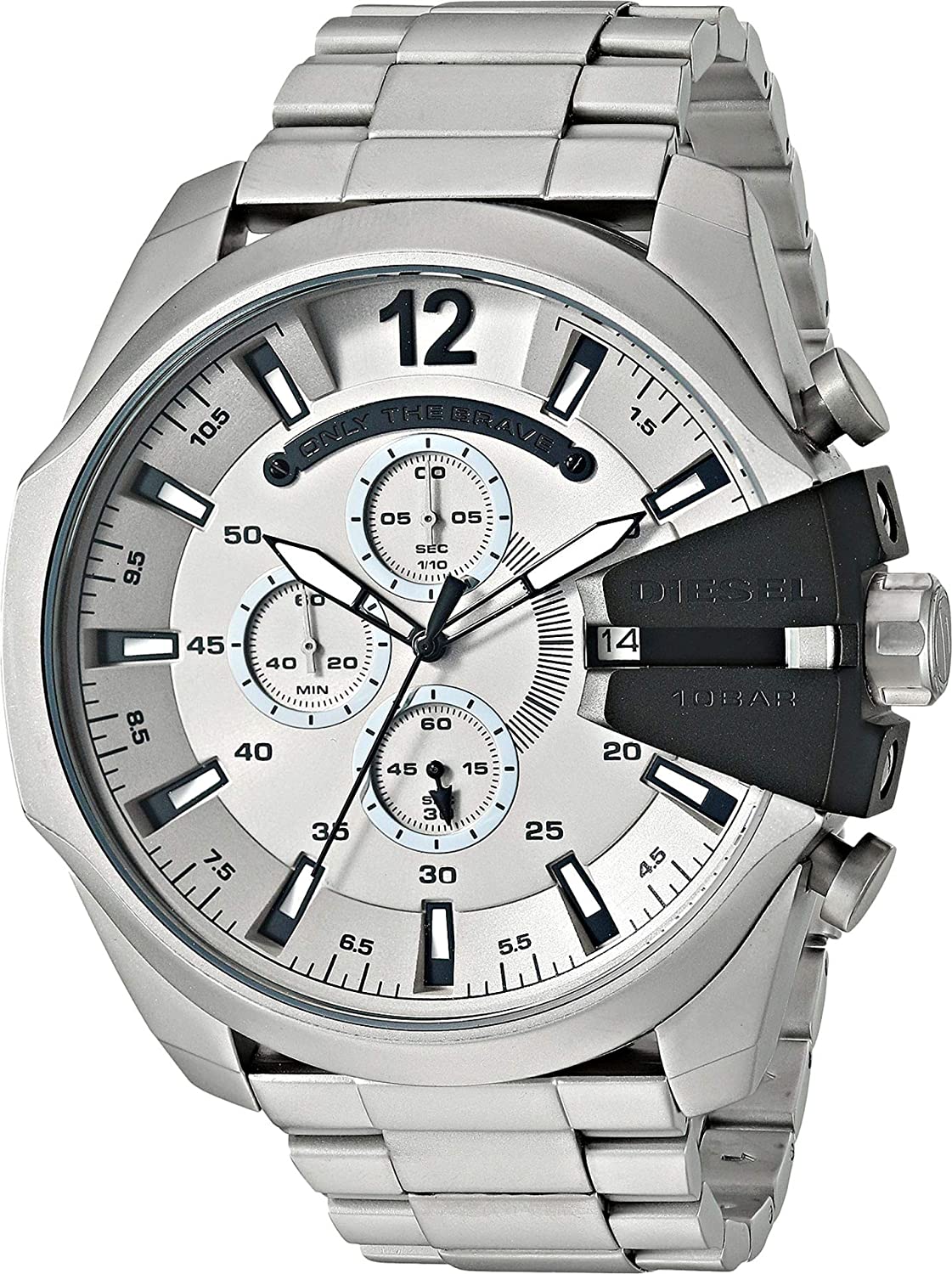Diesel Mega Chief Chrono men's watch with white dial and three chronograph sub-dials