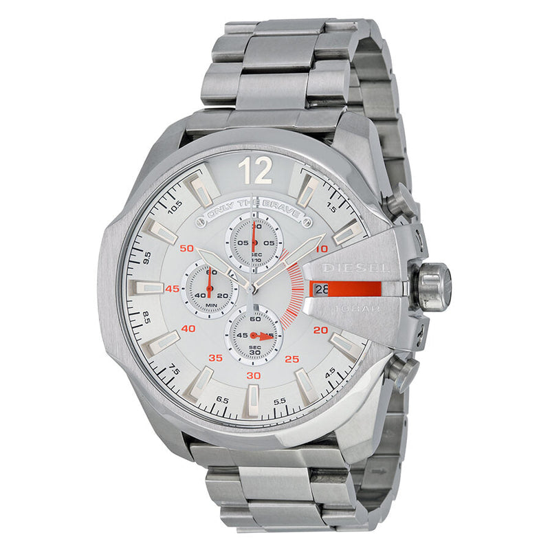 Diesel Mega Chief Chronograph White Dial Men's Watch #DZ4328 - Watches of New Zealand