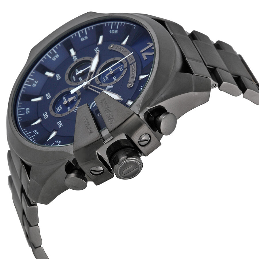 Diesel Mega Chief Chronograph Blue Dial Men's Gunmetal Watch DZ4329
