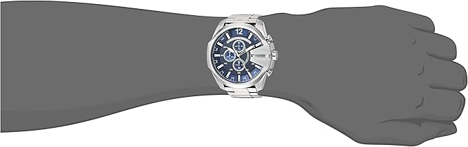 Diesel Mega Chief DZ4417 watch shown on wrist with stainless steel bracelet