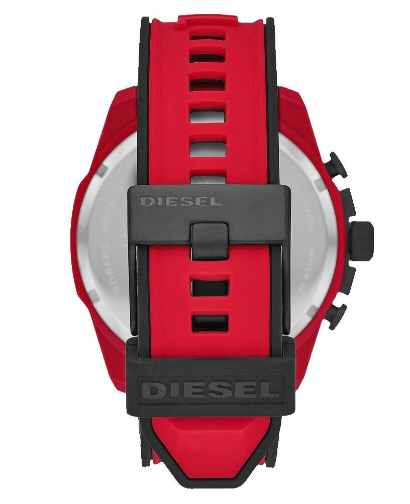 Back view of Diesel Mega Chief DZ4526 showing red and black silicone strap