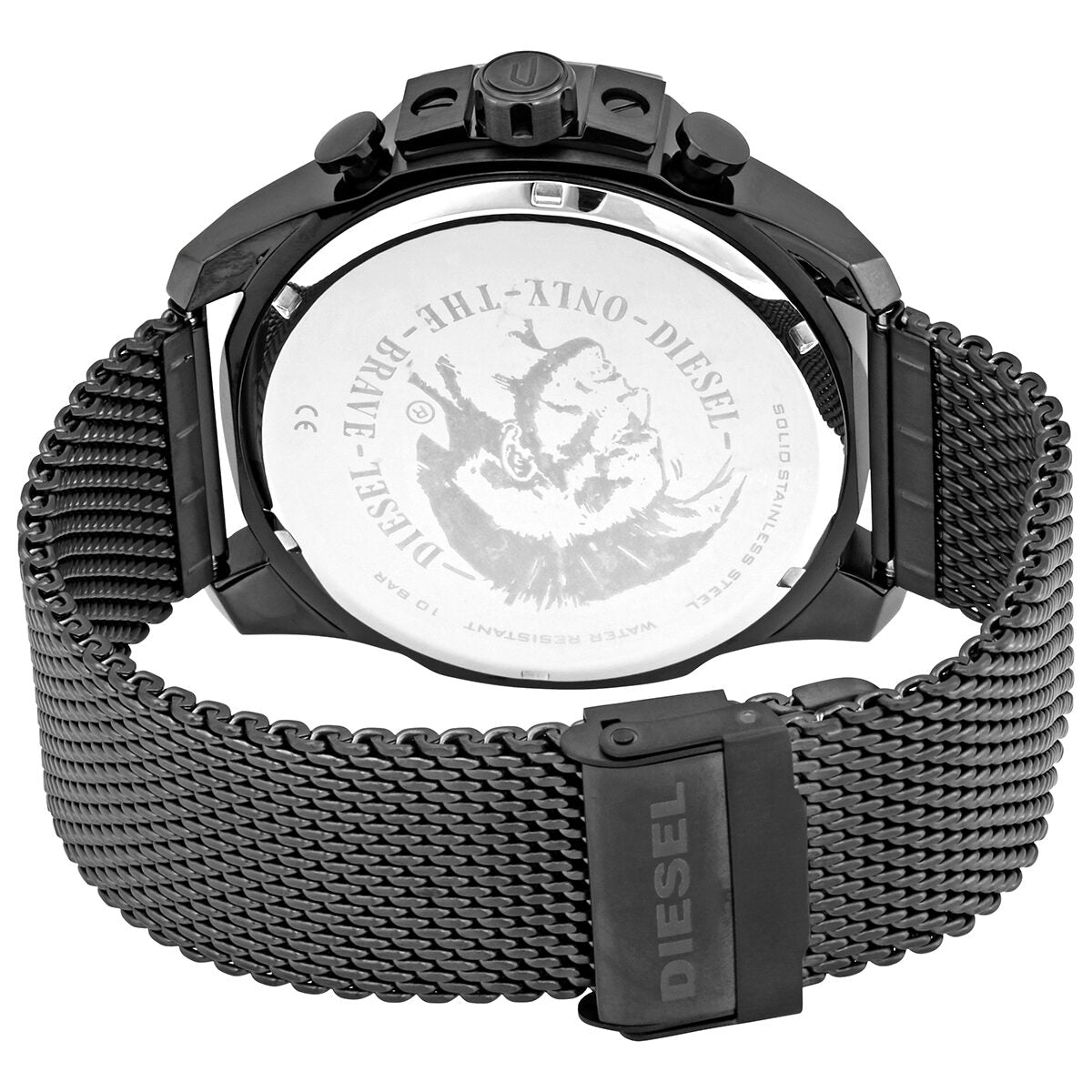 Diesel Mega Chief caseback showing stainless steel back with engraved Diesel branding