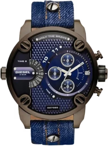 Diesel Little Daddy Brown Case and Blue Denim Strap - DZ7320
