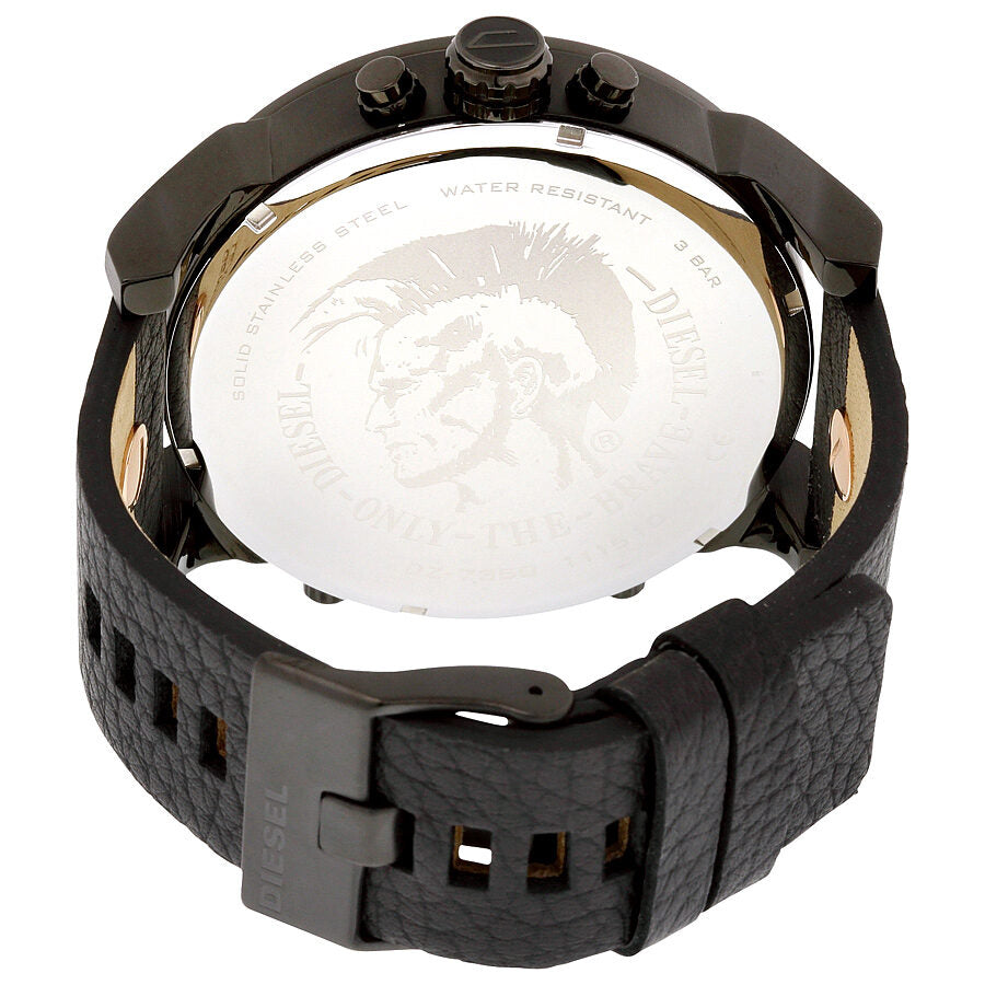 Diesel Mr. Daddy 2.0 watch caseback showing water resistant engraved disc