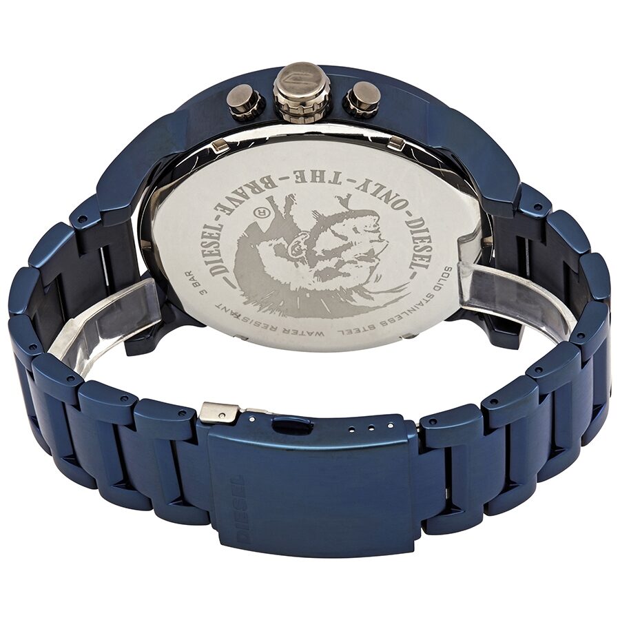 Caseback of Diesel Mr. Daddy 2.0 watch showing steel back with Diesel branding and logo