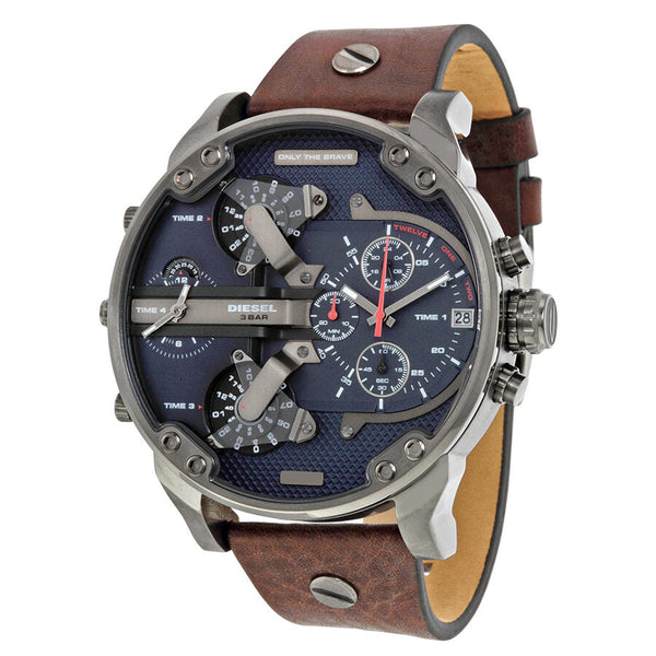 Diesel Mr Daddy Dual Time Chronograph Navy Blue Dial Men's Watch #DZ7314 - Watches of New Zealand
