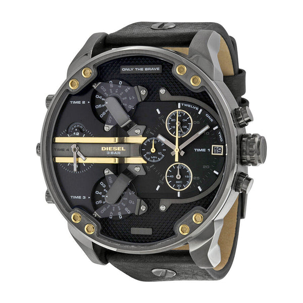 Diesel Mr. Daddy 2.0 Black Dial Black Leather Men's Watch #DZ7348 - Watches of New Zealand