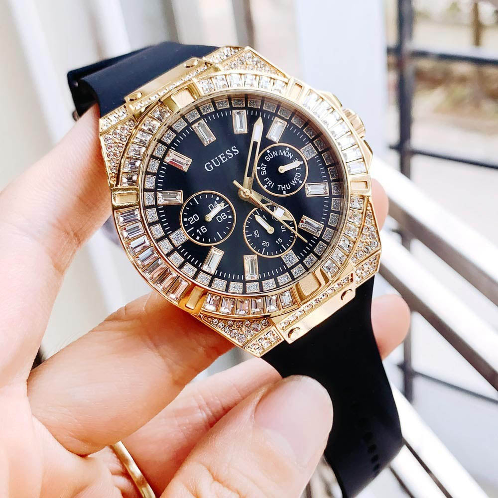 Guess black silicone strap gold case Men's Watch - GW0208G2