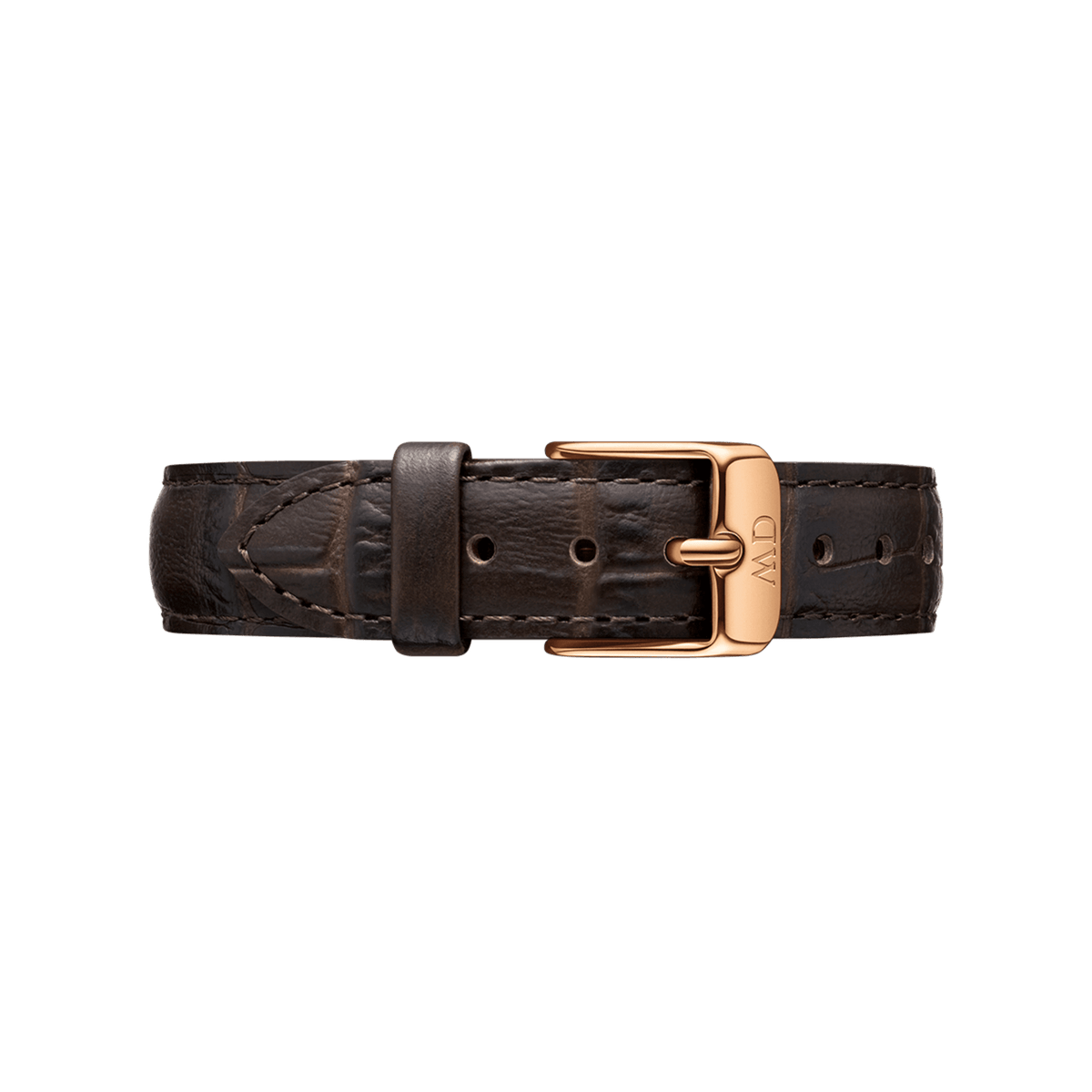 Dark brown genuine leather strap with rose gold buckle clasp