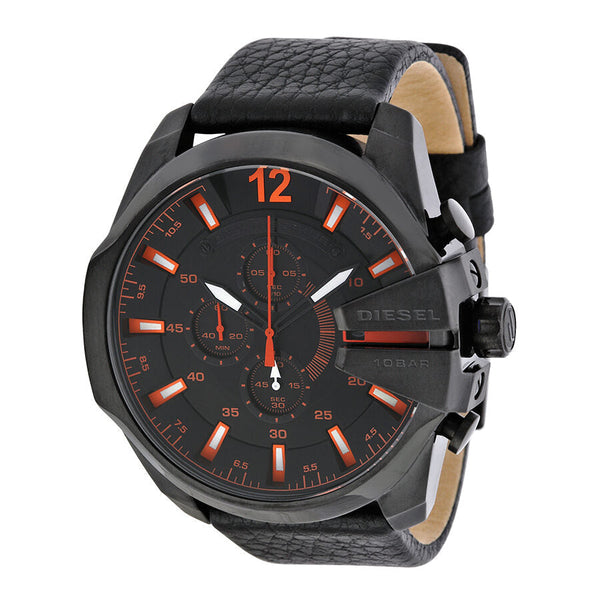Diesel Chronograph Black Dial Black Leather Men's Watch #DZ4291 - Watches of New Zealand