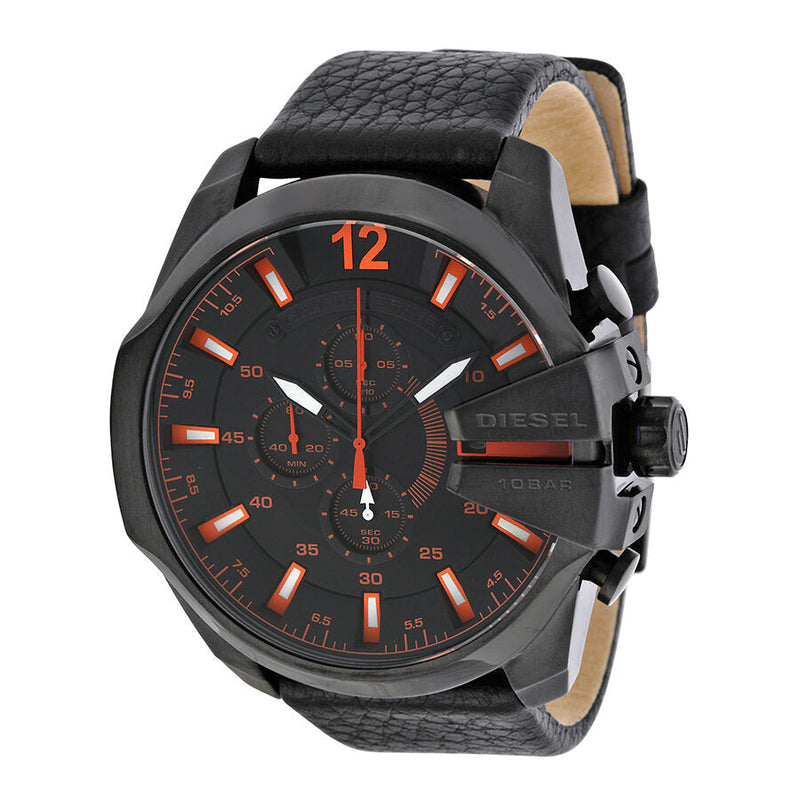 Diesel Chronograph Black Dial Black Leather Men's Watch #DZ4291 - Watches of New Zealand