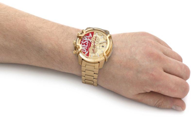 Diesel Griffed Chronograph 48mm Gold Dial Men's Watch DZ4595