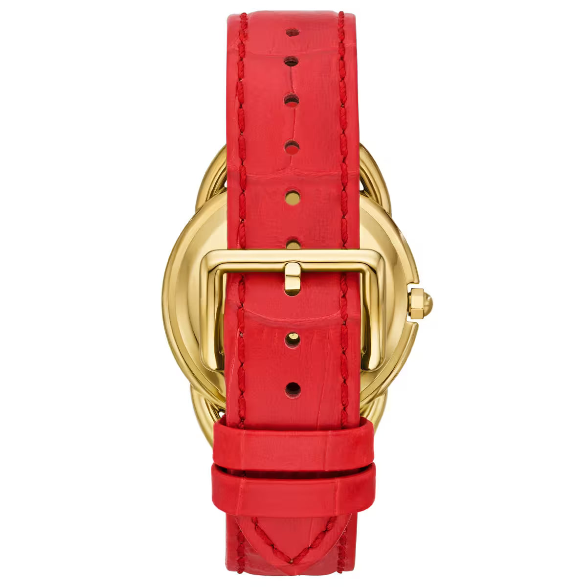 Tory Burch Miller Moon Ivory Dial Coral Red Leather Strap Women's Watch - TBW7228
