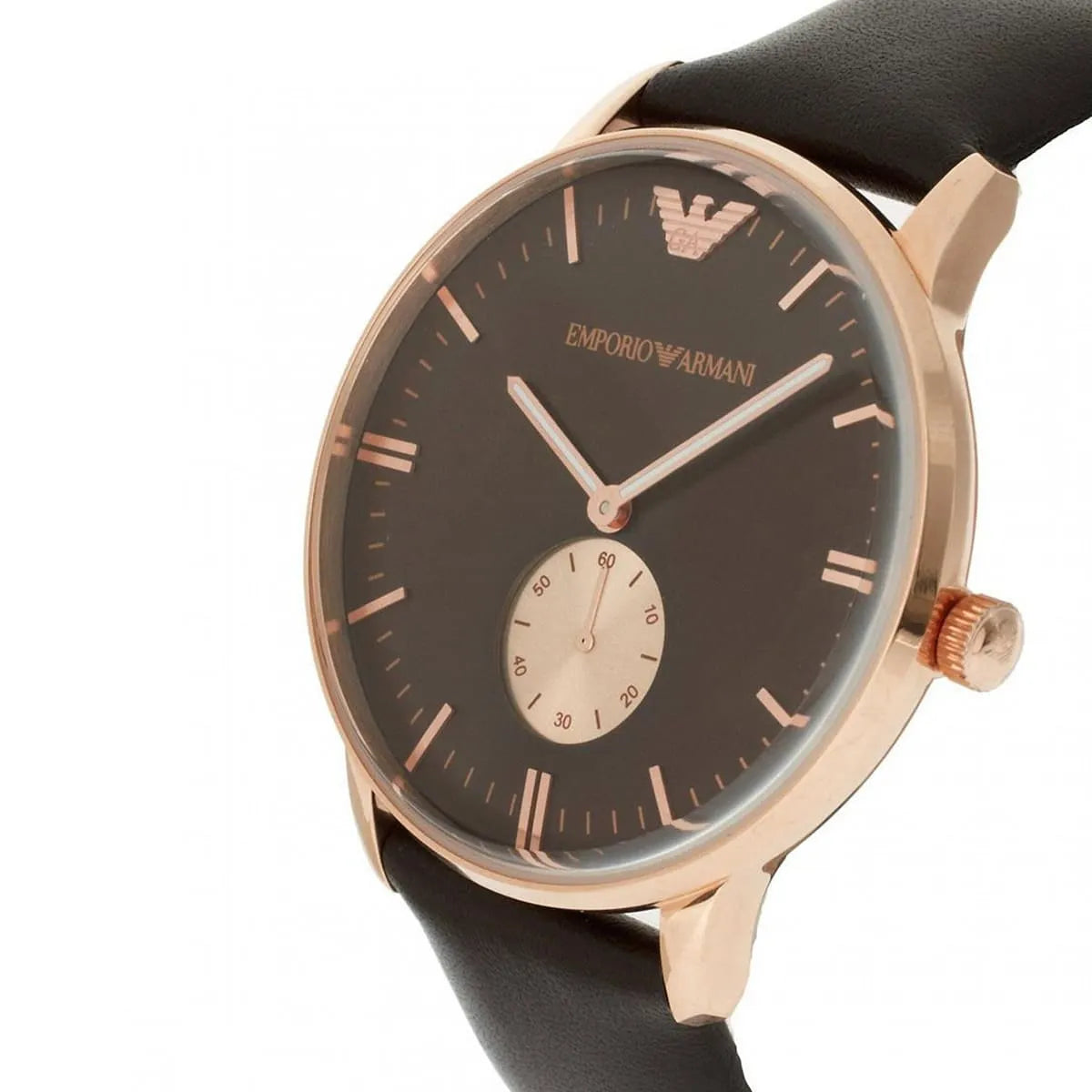 Emporio Armani Classic Brown Dial Brown Leather Strap Watch For AR0383