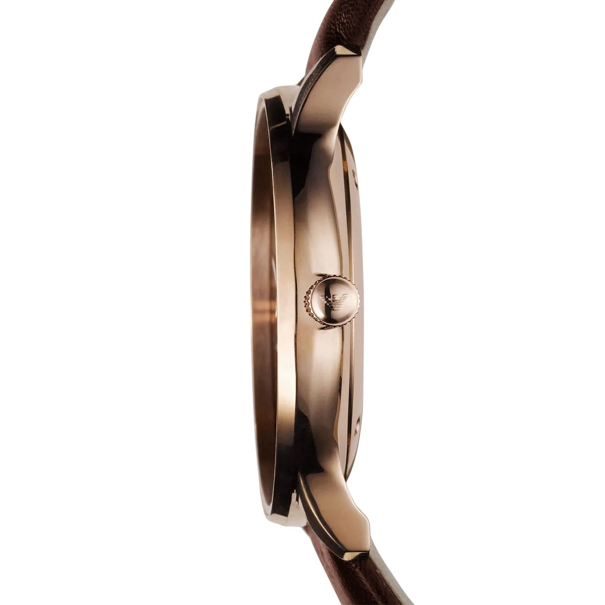 Emporio Armani Classic Brown Dial Brown Leather Strap Watch For AR0383