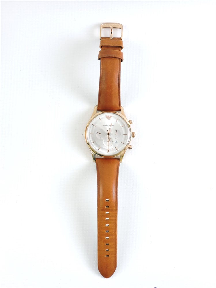 Emporio Armani Rose Gold  Brown Band Men's Watch - AR11043