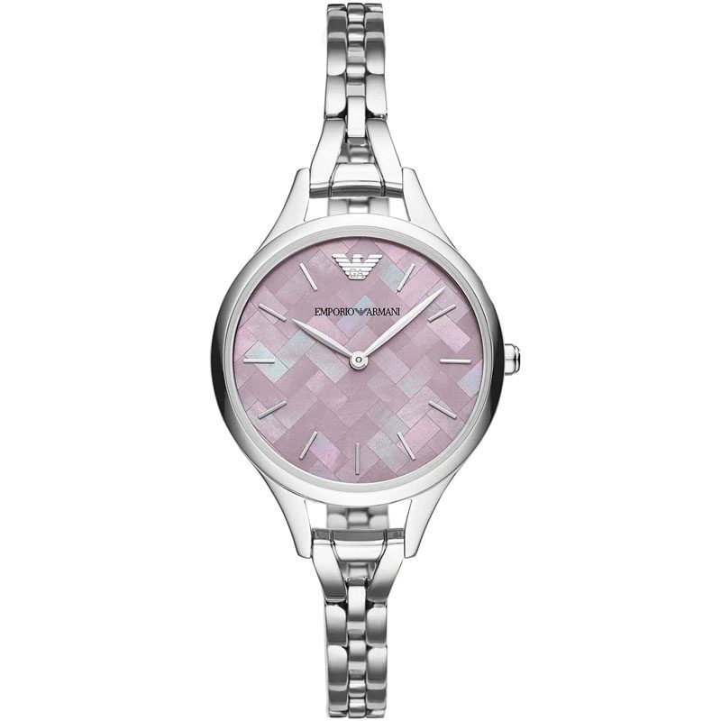 Emporio Armani Aurora Pink Dial Silver Steel Strap Watch AR11122