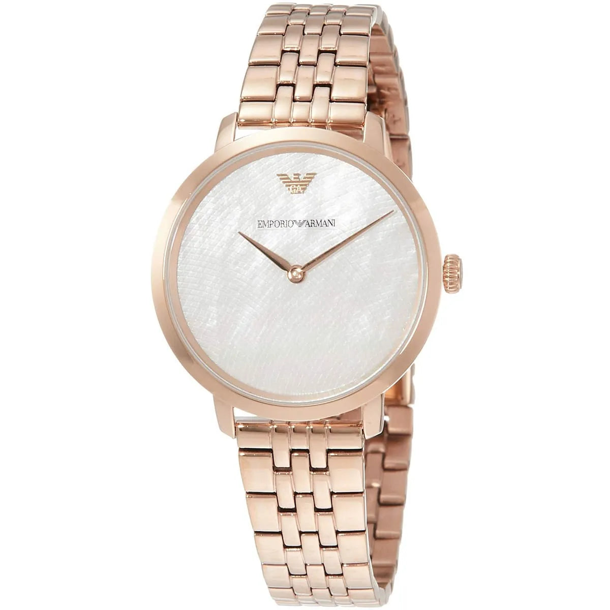 Emporio Armani Modern Rose Gold Slim White Mother of Pearl Dial Watch AR11158