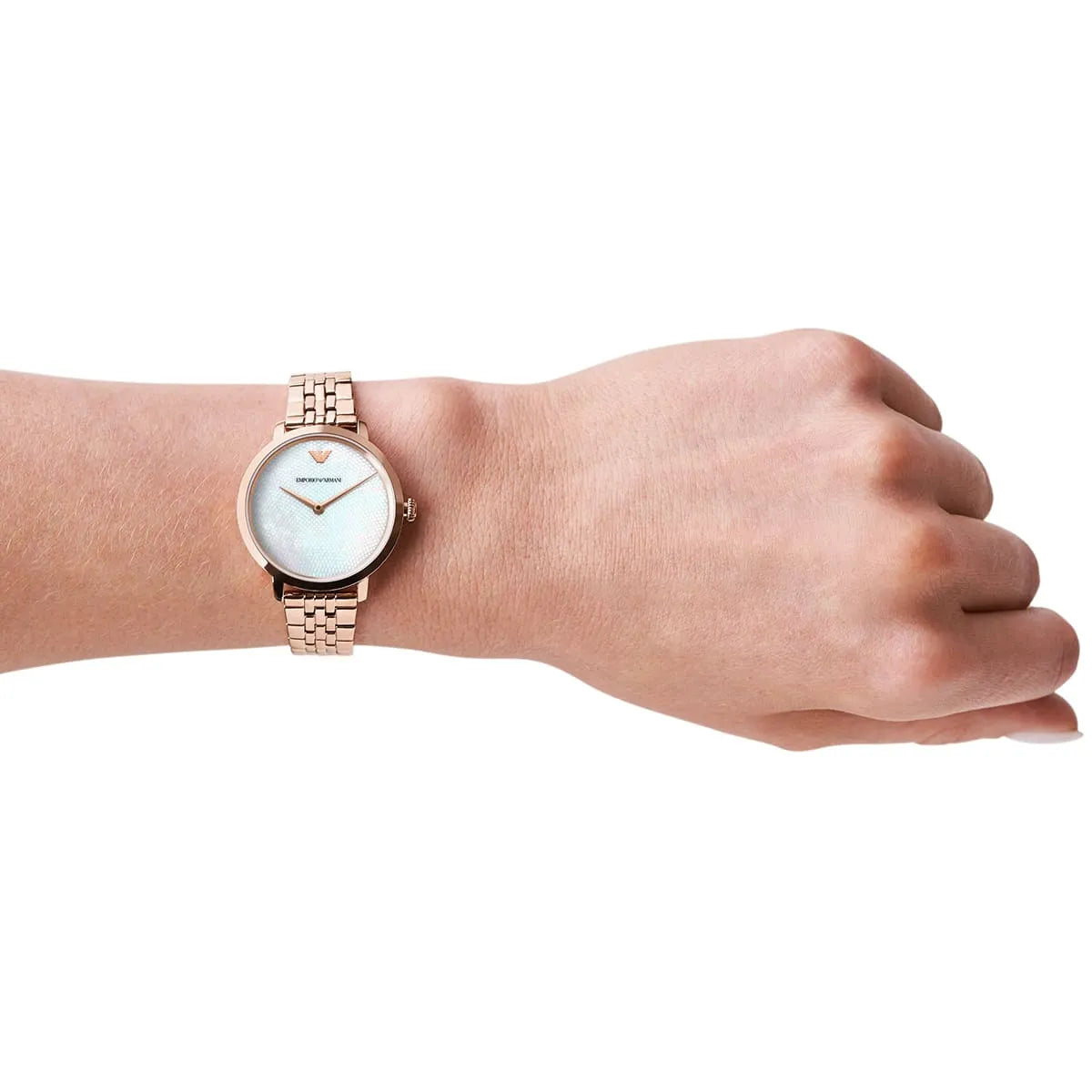 Emporio Armani Modern Rose Gold Slim White Mother of Pearl Dial Watch AR11158