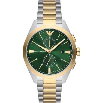 Emporio Armani AR11511 watch with green dial and two-tone bracelet, front view