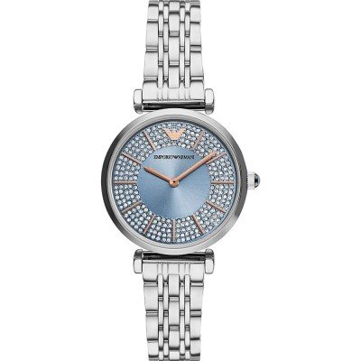 Emporio Armani AR11594 watch with blue dial and crystal-set bezel on stainless steel bracelet