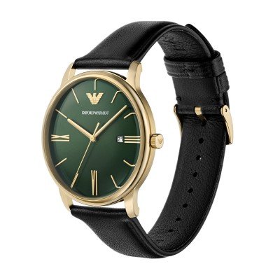 Emporio Armani Green Dial Blac; Men's Watch - AR11601