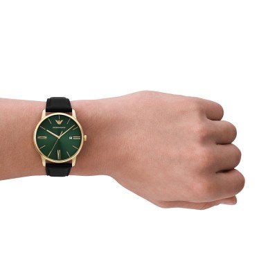 Emporio Armani Green Dial Blac; Men's Watch - AR11601
