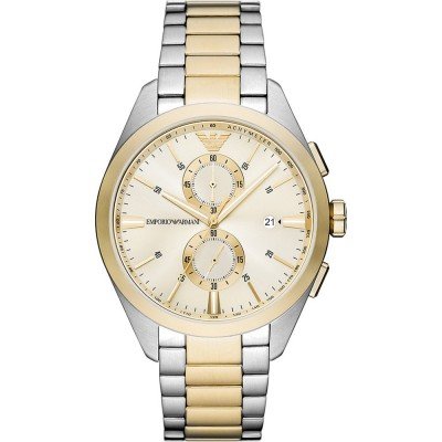 Emporio Armani AR11605 two-tone chronograph watch with cream dial and mixed metal bracelet