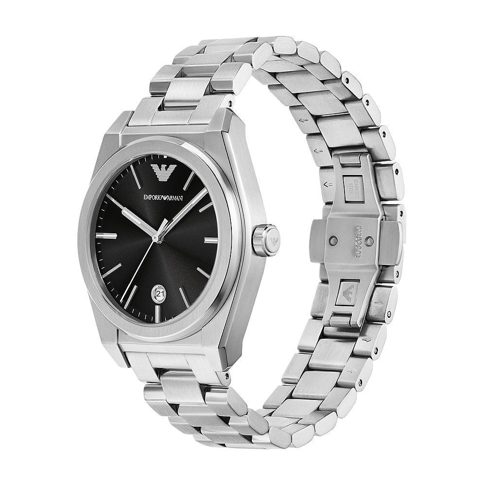 Emporio Armani Three-Hand Black Dial Men's Watch - AR11622