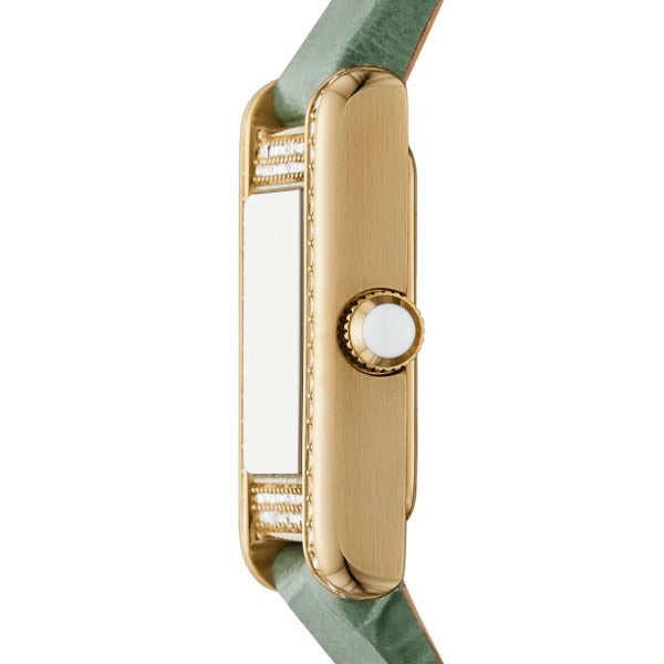 Emporio Armani Classic White Dial Green Leather Strap Women Watch - AR11661