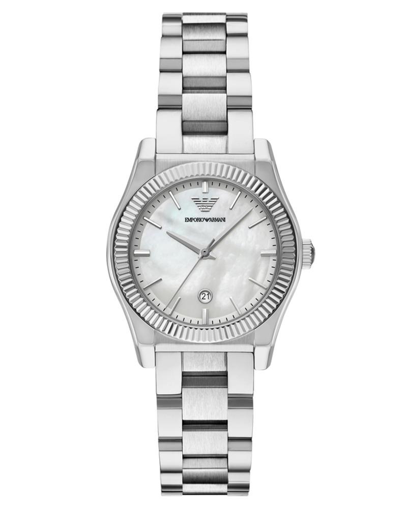 Emporio Armani AR11723 silver stainless steel women's watch with white dial and link bracelet