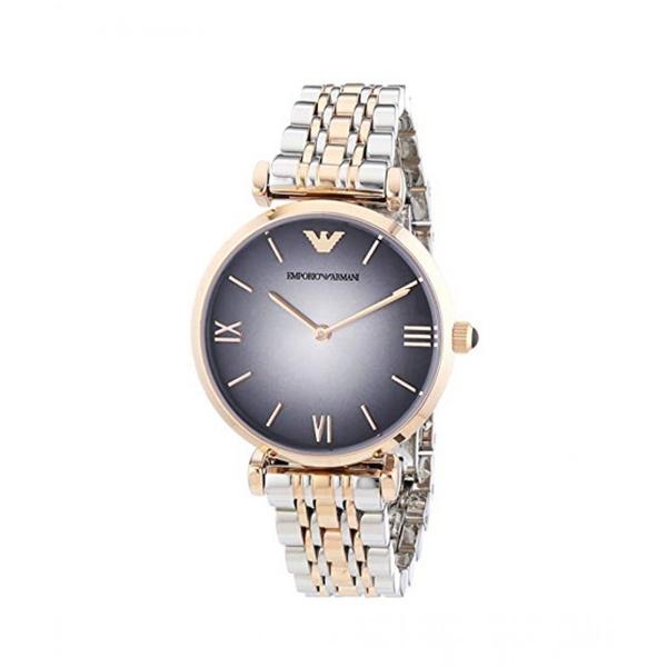 Emporio Armani AR1725 two-tone ladies watch with grey dial and Roman numeral markers