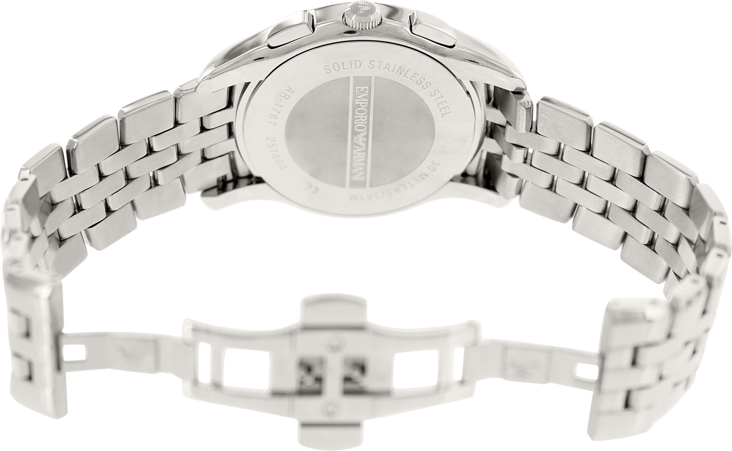 Emporio Armani Classic Gianni T Bar Crystals Pink Dial Silver Steel Strap Women's Watch - AR1781