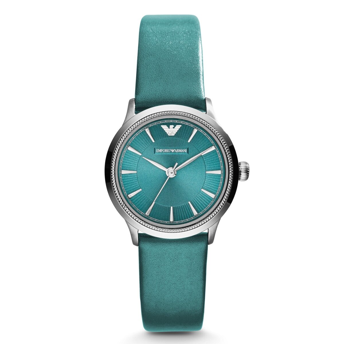 Emporio Armani Classic Teal Dial Teal Leather Quartz Ladies Watch AR1804