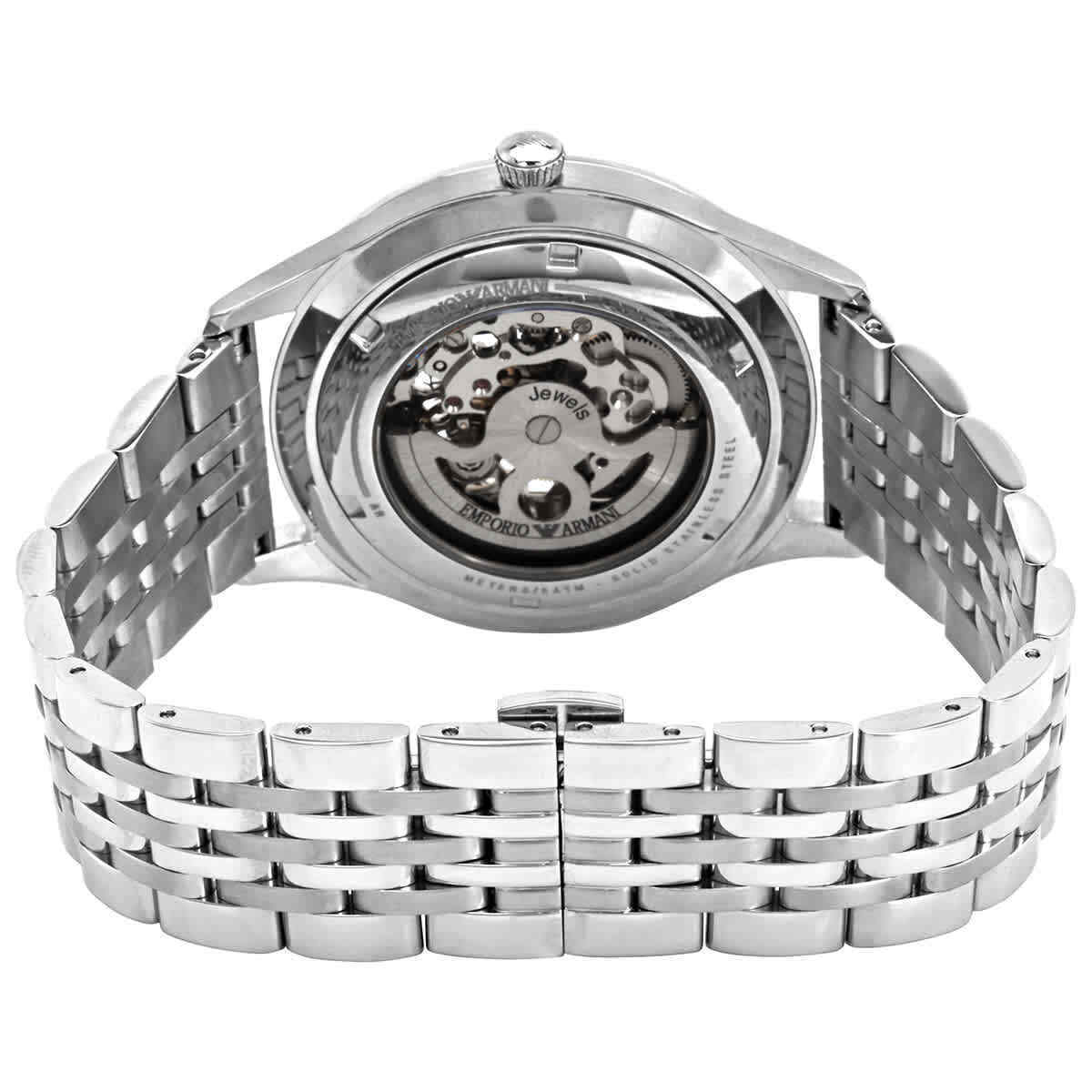 Caseback view of Emporio Armani AR1945 showing exposed automatic movement and rotor