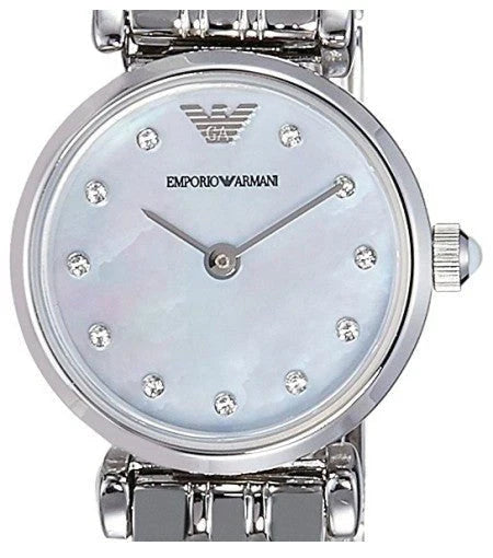 Emporio Armani Gianni MOP Dial Silver Steel Strap Watch For Women AR1961