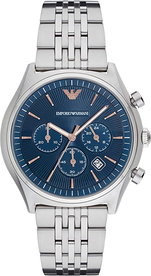 Emporio Armani Chronograph Blue Dial Silve Stainless Steel Men's Watch - AR1974