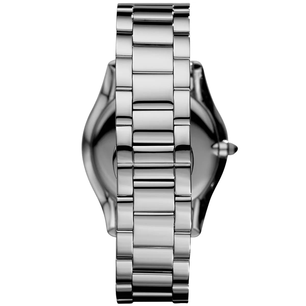 Side profile of Emporio Armani AR2022 watch case and stainless steel bracelet