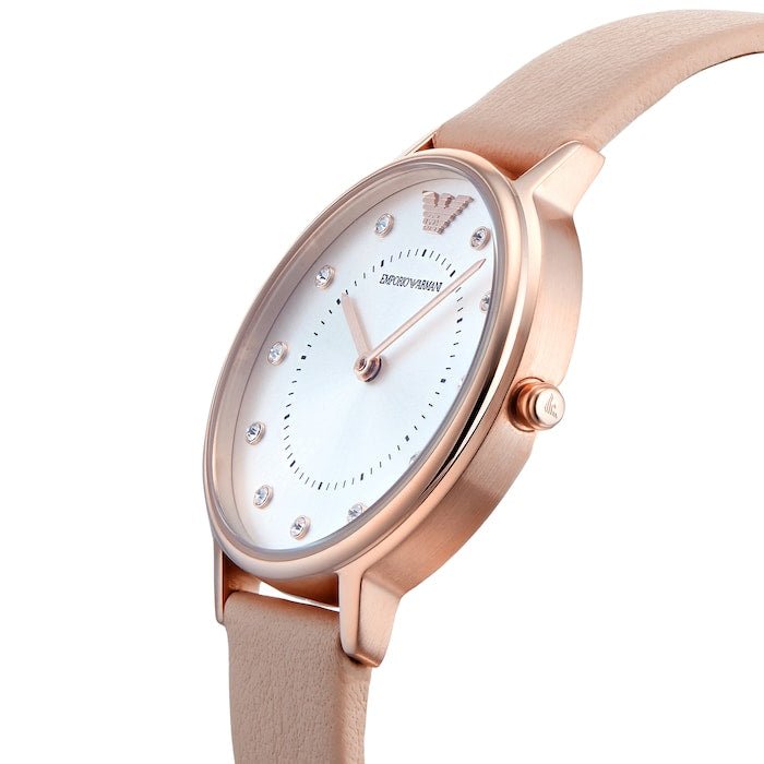 Emporio Armani Quartz White Mother of Pearl Dial Stainless Steel Ladies Watch - AR2510