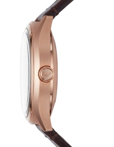Emporio Armani Meccanico White Skeleton Dial Brown Leather Strap Men's Watch - AR60005