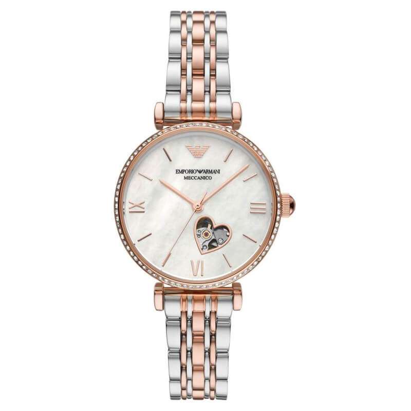 Emporio Armani Automatic Open Heart Two-Tone Stainless Steel Watch AR60049