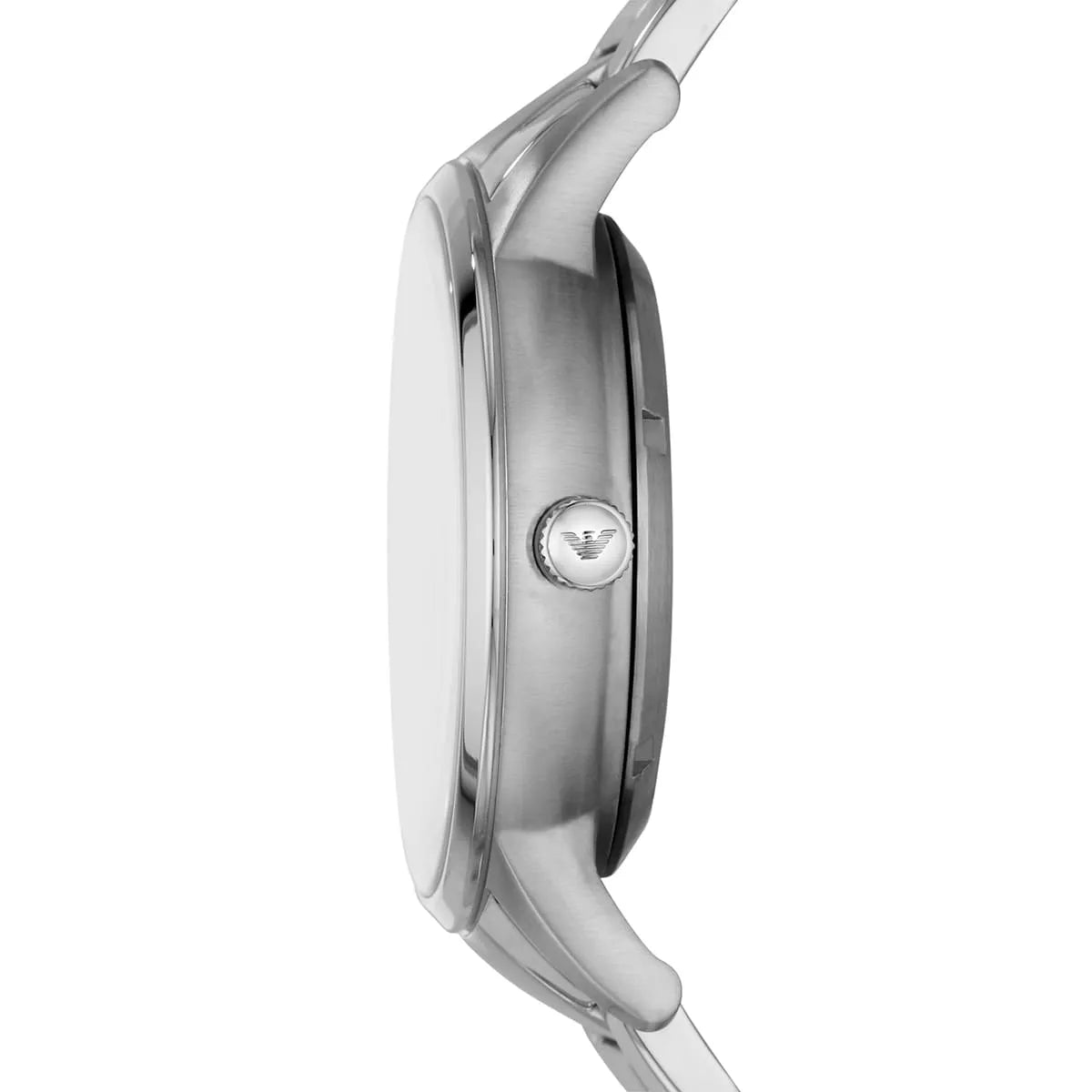 AR60055 Emporio Armani skeleton watch side profile stainless steel case