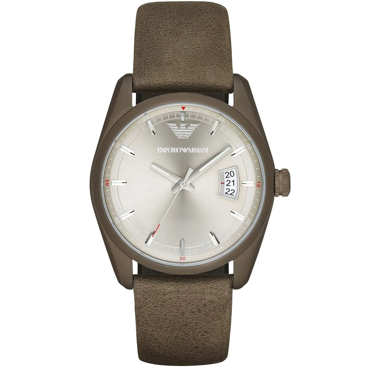 Emporio Armani AR6079 brown men's watch with silver dial and date window