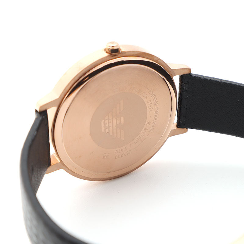 Emporio Armani AR80015 caseback showing rose gold and engraved detail