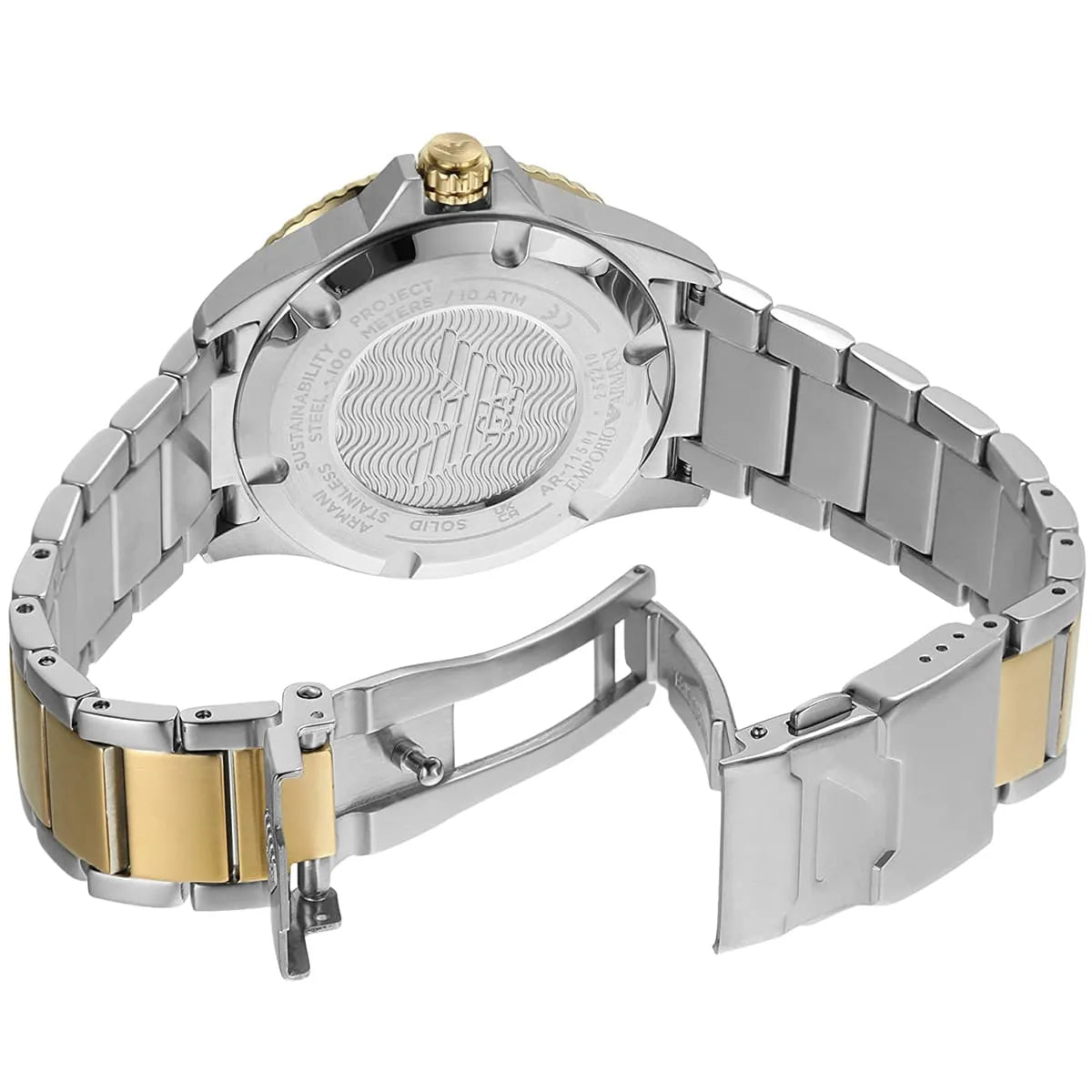 Emporio Armani Diver Chronograph Green Dial Two-Tone Men's Watch AR80063