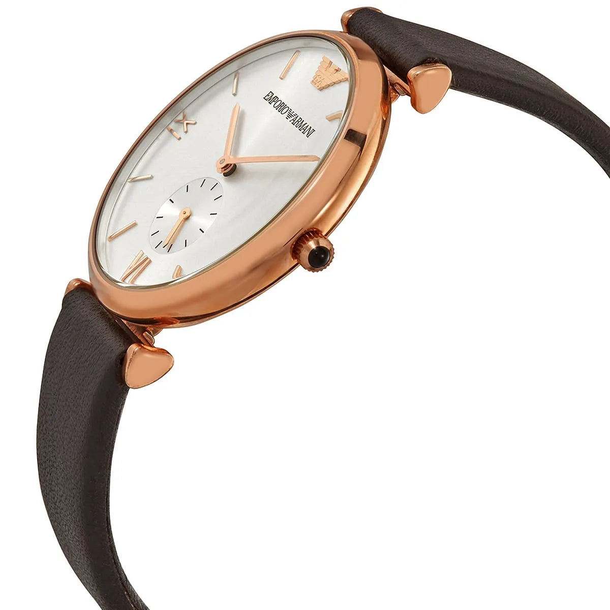 Emporio Armani Classic Analog White Dial Brown Leather Strap Watch AR9038M