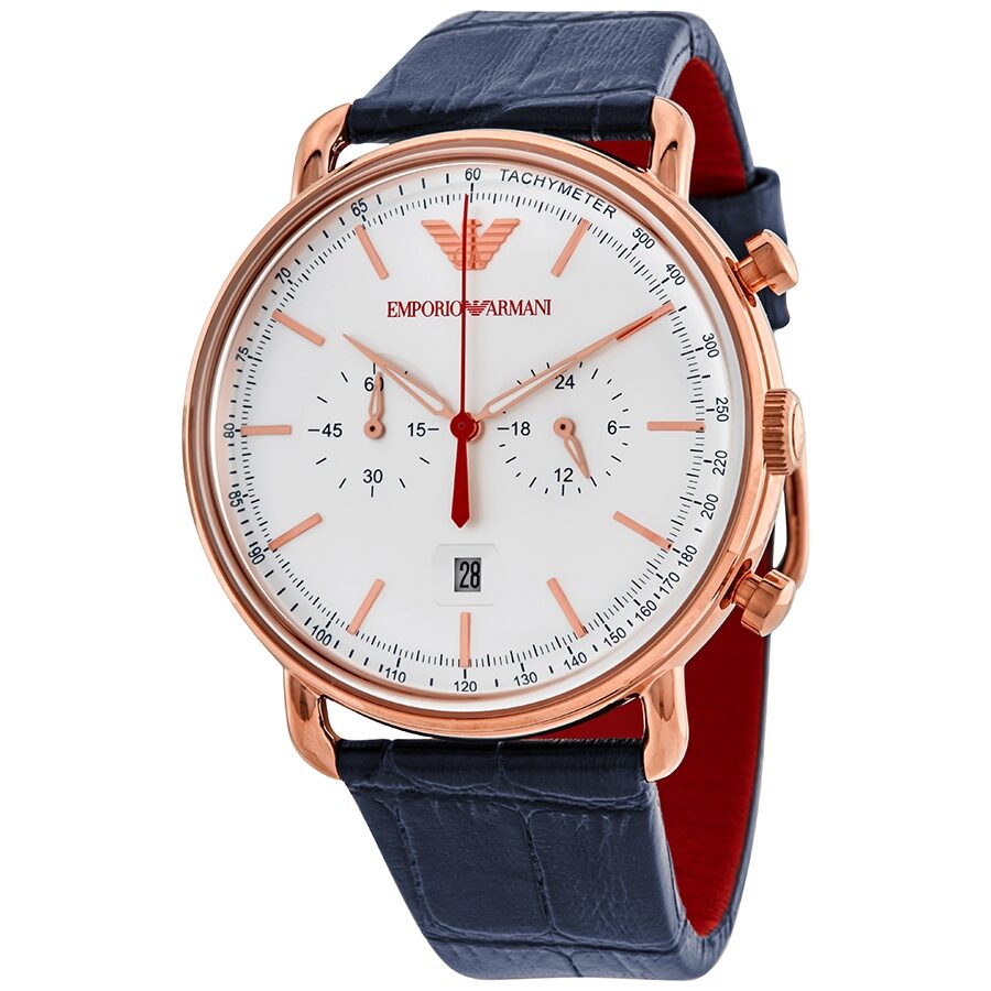 Emporio Armani Aviator Chronograph Quartz Silver Dial Men's Watch AR11123 - The Watches Men & CO