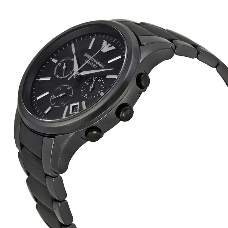 Emporio Armani Ceramica Chronograph Black Dial Men's Watch AR1452 - Watches of New Zealand #2